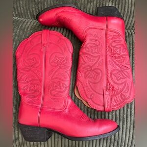 Ariat Red Floral Western Leather Cowgirl Cowboy Boots size 8